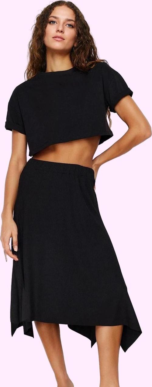 Kadın Asimetrik Midi Etek Zebra Desenli Yüksek Bel Örme Kumaş Günlük Yaz Aylarının Vazgeçilmezi