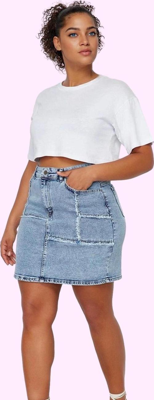 Kadın Denim Mini Etek Yüksek Bel Düz Desenli Casual Günlük Hafta Sonu Yaz Aylarının Vazgeçilmezi