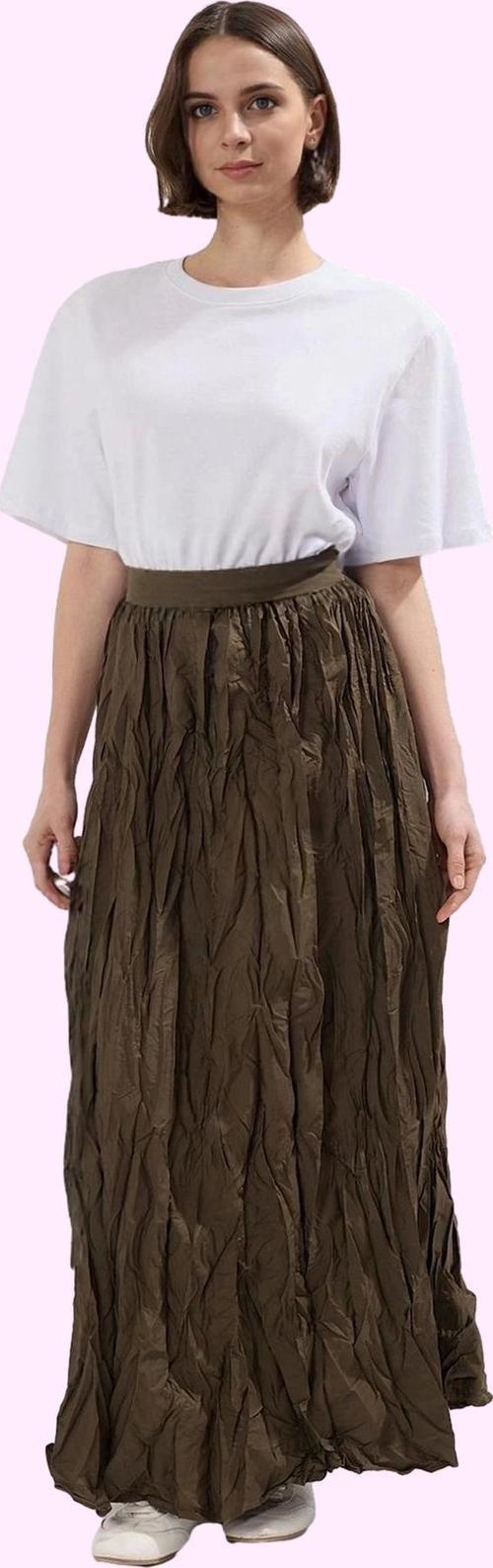 Kadın Maxi Etek Kırışık Dokuma Kumaş A line Günlük Şık Tasarım Hafta Sonu Kaliteli Malzeme