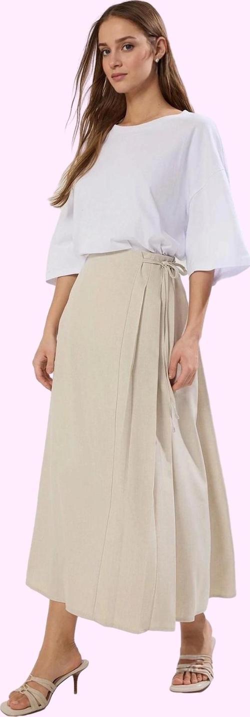 Kadın Maxi Boy A line Dokuma Etek Düz Desen Ramadan Tarzu İş Ve Günlük Modern Tasarım