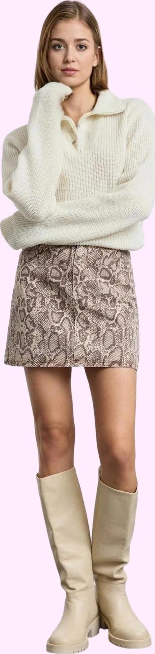 Kadın Yılan Desenli Denim Mini Etek Pamuk Yaz Aylarının Vazgeçilmezi Günlük Kullanım Hafta Sonu