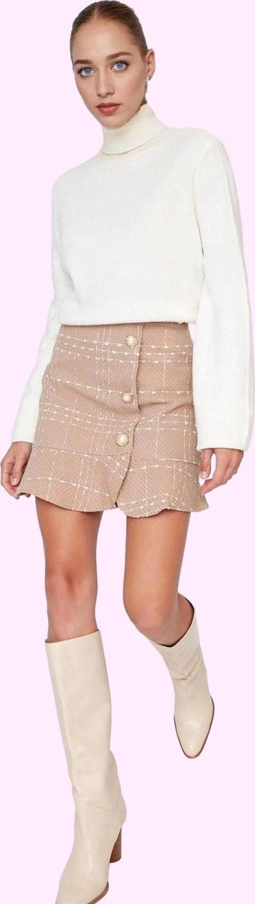 Kadın Kemerli Mini Etek Ekose Desenli Tüvit Kumaş Günlük Hafta Sonu Yaz Aylarının Vazgeçilmezi