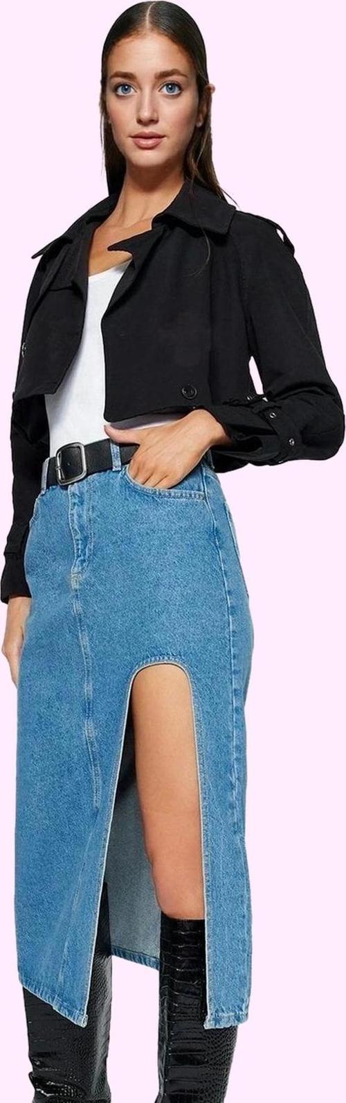 Kadın Midi Boy Denim Etek Yırtmaçlı Kalem Kalıp Pamuklu Günlük Şıklık Yaz Aylarının Vazgeçilmezi