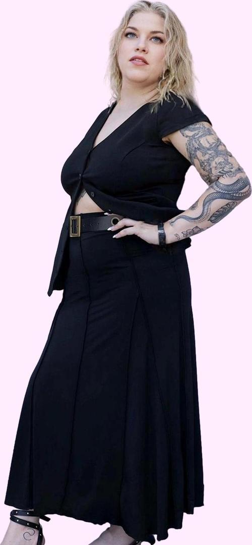 Kadın A Line Dikiş Detaylı Örme Midi Etek Büyük Beden Günlük Hafta Sonu Yaz Aylarının Vazgeçilmezi