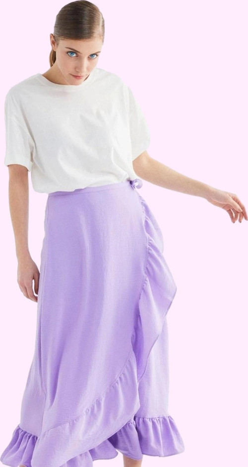 Kadın Maxi Anvelop Etek Volanlı Sarong Kalıp Desenli Yazlık Günlük Kullanım Modern Tasarım