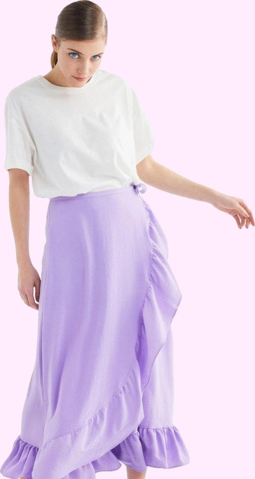 Kadın Maxi Anvelop Etek Volanlı Sarong Kalıp Desenli Yazlık Günlük Kullanım Modern Tasarım