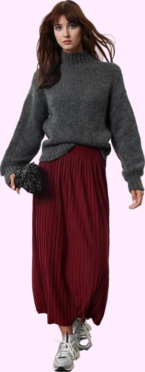 Kadın Maxi Boy Pilise Etek Günlük Stil Rahat Kalıp Esnek Kemersiz Yaz Aylarının Vazgeçilmezi