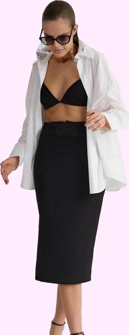 Kadın Midi Kalem Etek Yüksek Bel Dokuma Casual Günlük Hafta Sonu Yaz Aylarının Vazgeçilmezi