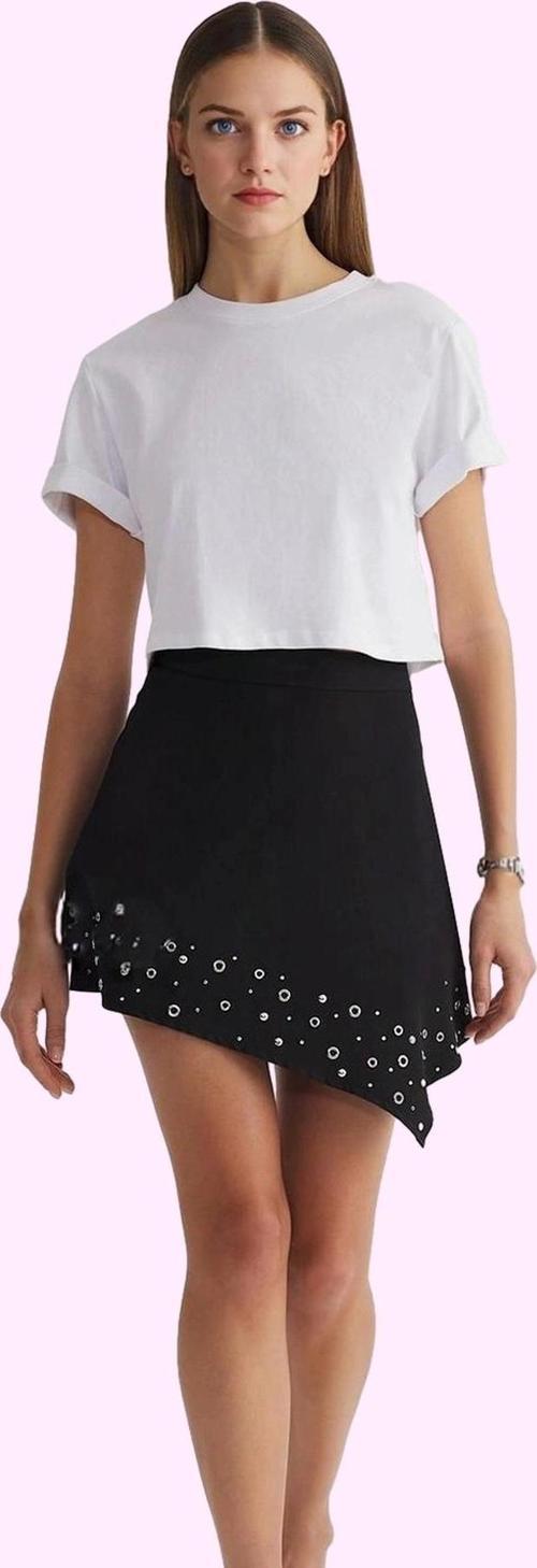 Kadın Asimetrik Mini Etek Finike Dokuma Yüksek Bel Şık Tasarım Günlük Kullanım Özel Günler