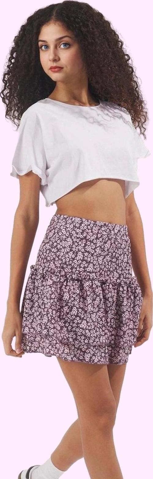 Kadın Mini Örme Etek Çiçekli Desen Yüksek Bel Skater Günlük Hafta Sonu Yaz Aylarının Vazgeçilmezi