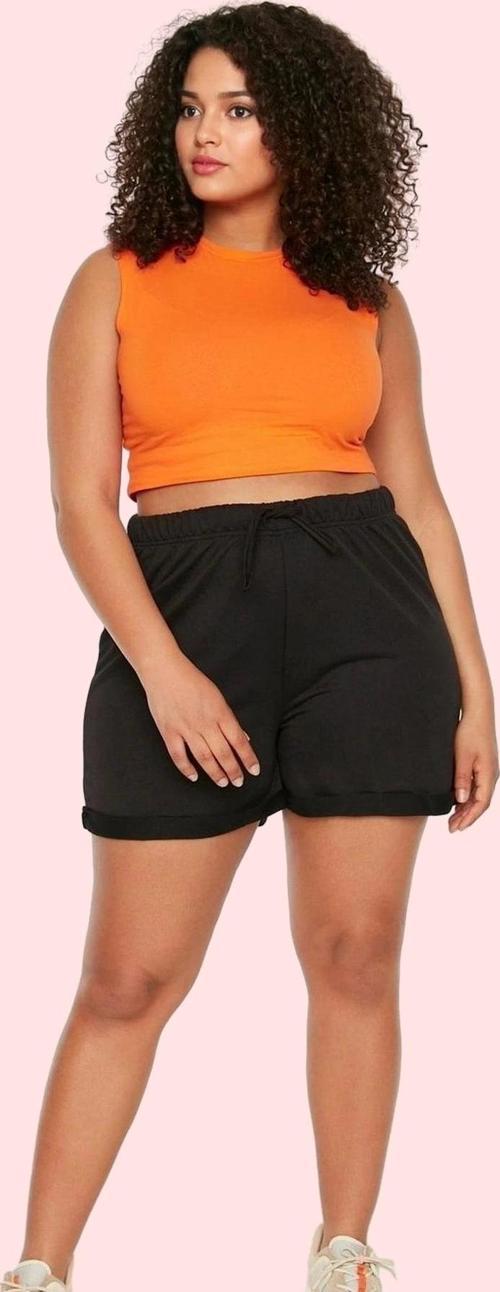 Kadın Düz Desen Straight Örme Şort Yüksek Bel Boru Paça Günlük Hafta Sonu Kaliteli Malzeme