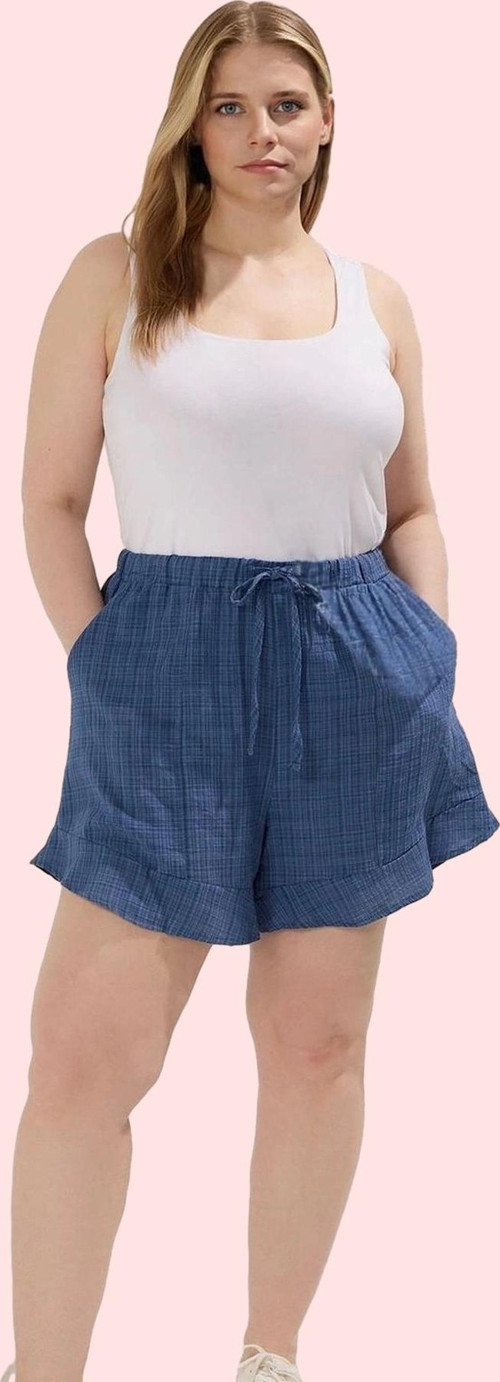 Kadın Geniş Paça Keten Görünümlü Şort Rahat Yaz Günlük Kombinler Hafta Sonu Modern Tasarım