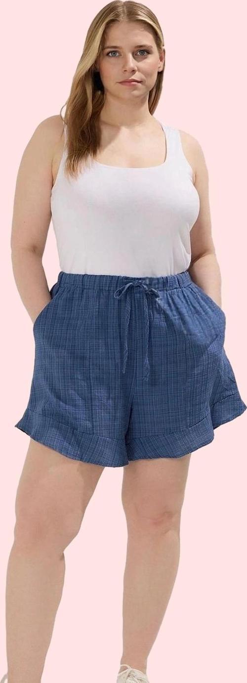 Kadın Geniş Paça Keten Görünümlü Şort Rahat Yaz Günlük Kombinler Hafta Sonu Modern Tasarım