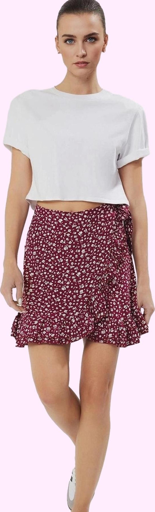 Kadın Çiçekli Desenli Mini Etek Sarong Siluet Yazlık Günlük Hafta Sonu Yaz Aylarının Vazgeçilmezi