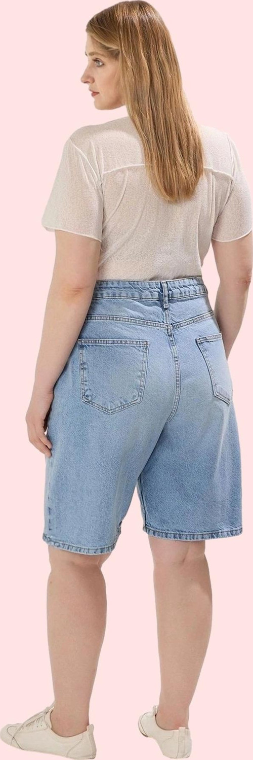 Kadın Denim Şort Yüksek Bel Straight Fit Kısa Boy Pamuklu Günlük Kullanım Kaliteli Malzeme