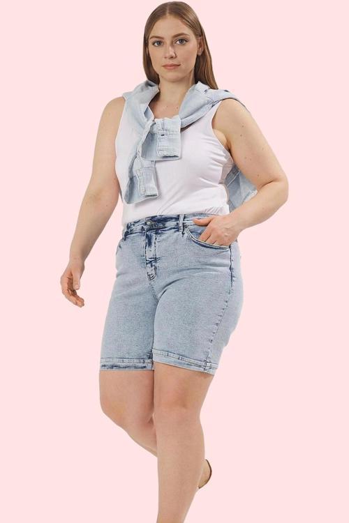 Kadın Denim Yüksek Bel Geniş Paça Şort Regular Boy Günlük Stil Hafta Sonu Kaliteli Malzeme