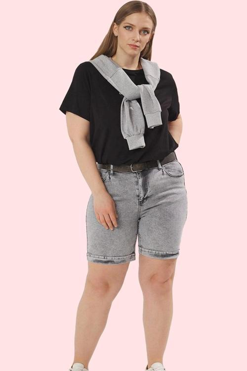 Kadın Denim Yüksek Bel Geniş Paça Şort Regular Boy Günlük Stil Hafta Sonu Kaliteli Malzeme