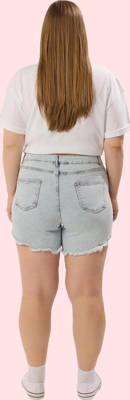 Kadın Buz Mavisi Skinny Denim Şort Yüksek Bel Esnek Pamuklu Günlük Kullanım Modern Tasarım