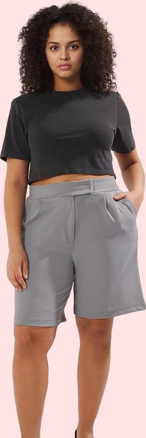 Kadın Büyük Beden Örme Şort Düz Desen Rahat Günlük Yaz Modern Tasarım Stilin Buluştuğu Yer