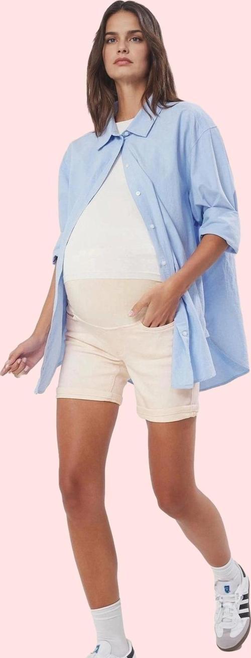 Hamile Kadın Yüksek Bel Denim Şort Renk Regular Boy Günlük Kullanım Yaz Aylarının Vazgeçilmezi