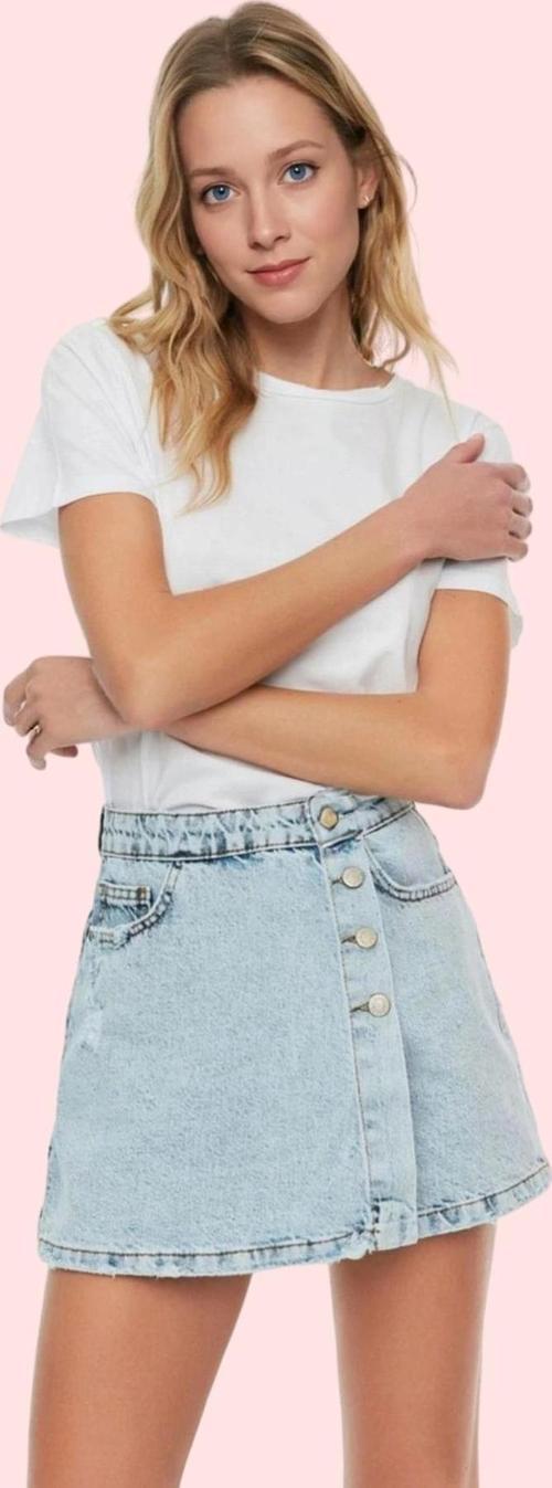Kadın Denim Şort Etek Yüksek Bel Boru Paça Pamuklu Günlük Kombinler Yaz Aylarının Vazgeçilmezi