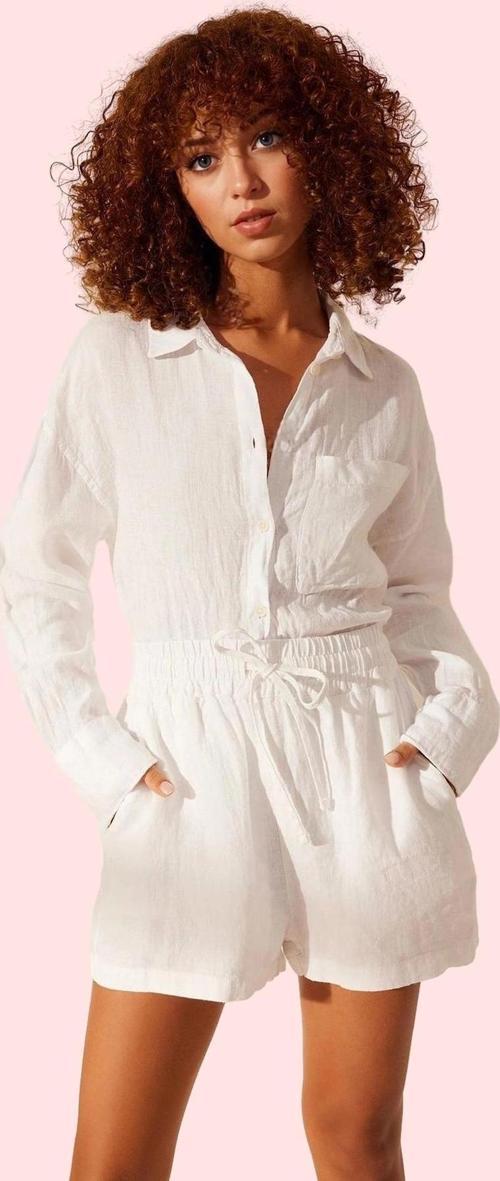 Kadın Yüksek Bel Geniş Paça Keten Şort Yaz Aylarının Vazgeçilmezi Günlük Kullanım Hafta Sonu