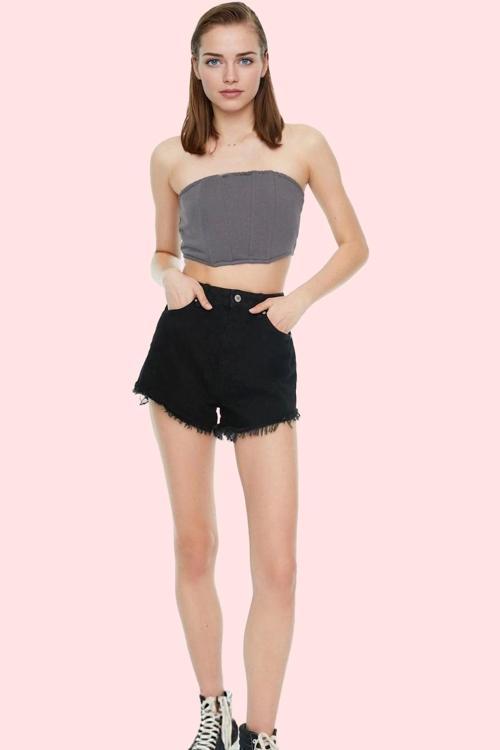 Kadın Denim Şort Yüksek Bel Boru Paça Kısa Boy Pamuklu Günlük Kullanım Yaz Aylarının Vazgeçilmezi