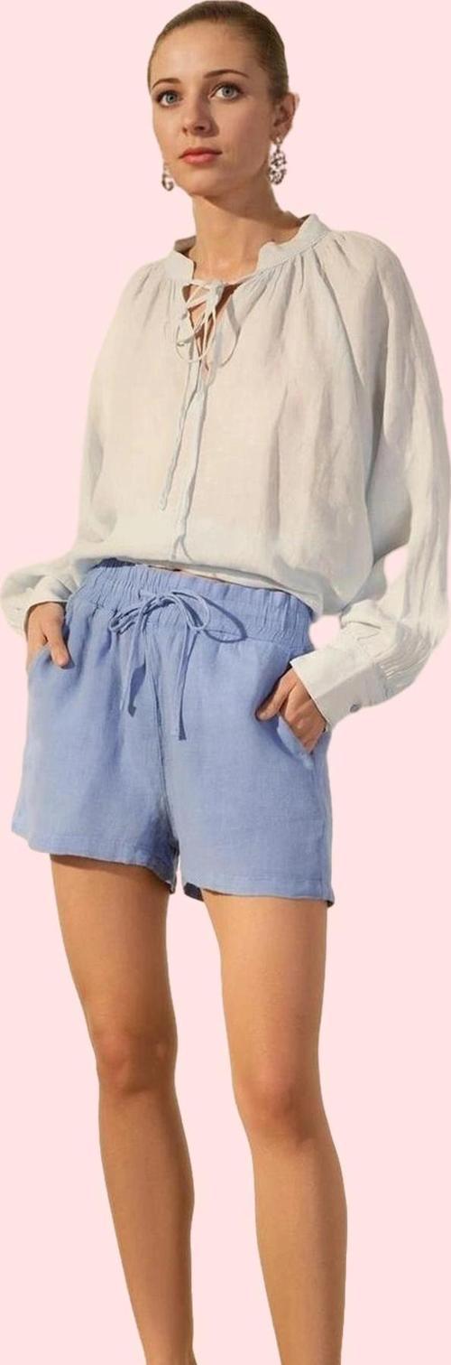 Kadın Yüksek Bel Geniş Paça Keten Şort Yaz Aylarının Vazgeçilmezi Günlük Kullanım Hafta Sonu