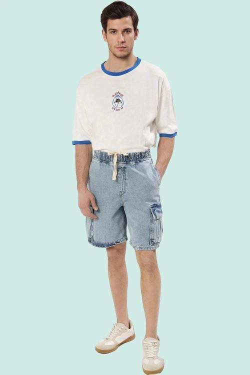 Erkek Denim Kot Şort Relaxed Kalıp Geniş Paça Pamuklu Yaz Aylarının Vazgeçilmezi Günlük Kullanım