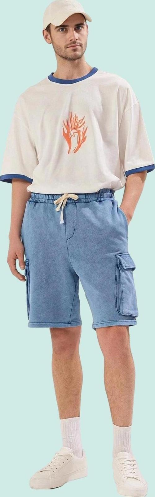 Erkek Pamuklu Dar Paça Şort Yıkamalı Casual Günlük Stil Hafta Sonu Yaz Aylarının Vazgeçilmezi
