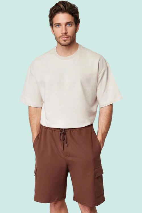 Erkek Geniş Paça Şort Aplike Detay Casual Günlük Stil Hafta Sonu Yaz Aylarının Vazgeçilmezi