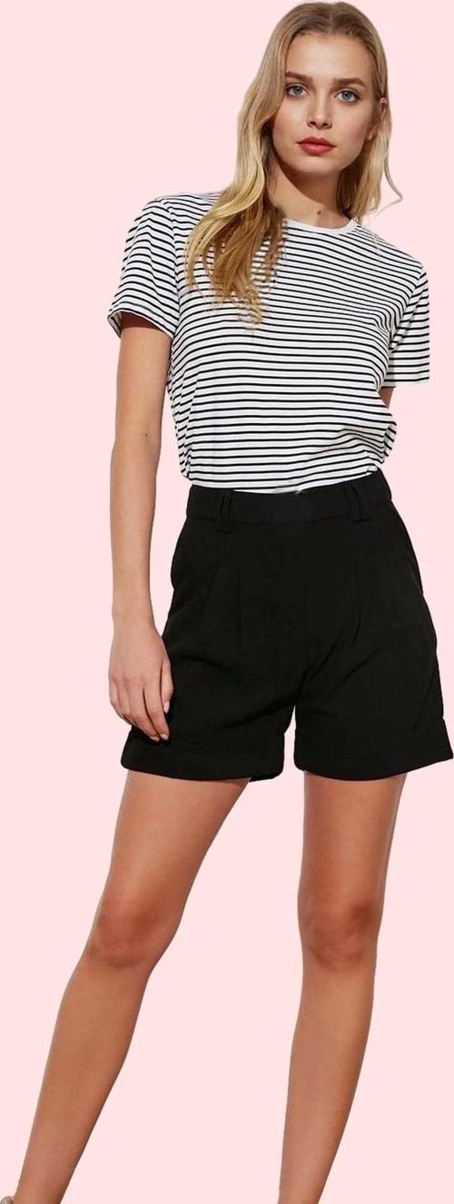 Kadın Dokuma Şort Yüksek Bel Geniş Paça Piliseli Aerobin Kumaş Günlük Yaz Aylarının Vazgeçilmezi