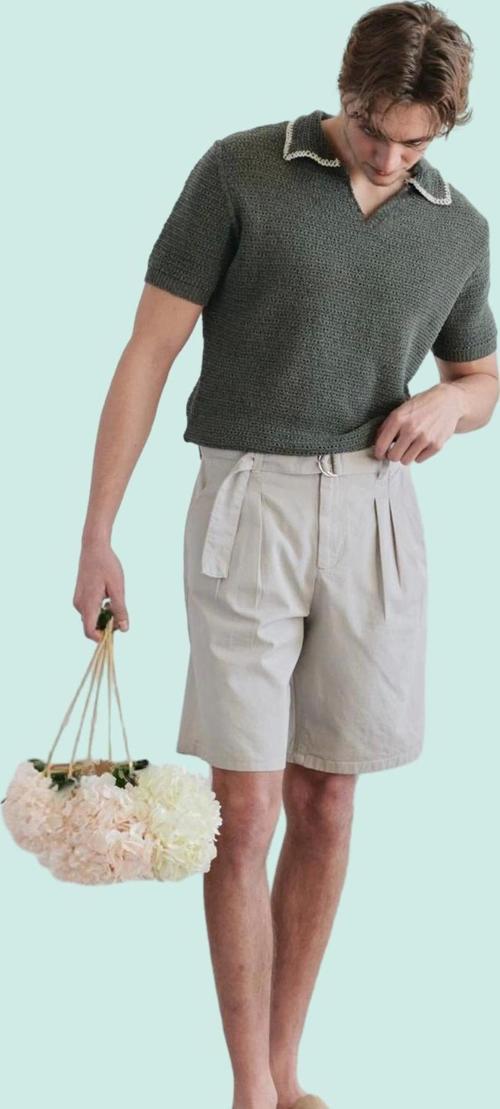Erkek Gabardin Kemer Detaylı Oversize Şort Pamuklu Yaz Aylarının Vazgeçilmezi Günlük Kullanım