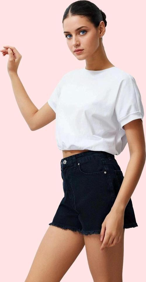 Kadın Denim Yüksek Bel Geniş Paça Şort Pamuklu Yaz Aylarının Vazgeçilmezi Günlük Kombinler