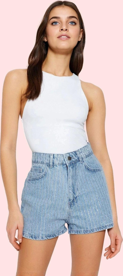 Kadın Yüksek Bel Geniş Paça Denim Şort Pamuklu Yaz Aylarının Vazgeçilmezi Günlük Kombinler