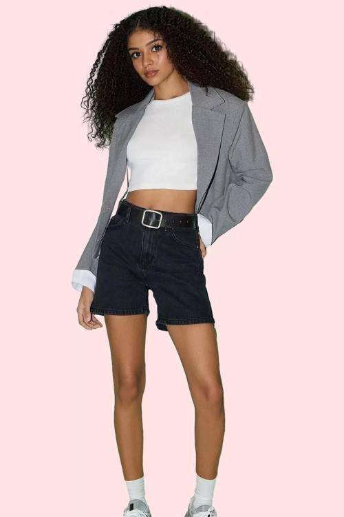 Kadın Denim Şort Geniş Paça Düz Desen Yaz Aylarının Vazgeçilmezi Günlük Kullanım Hafta Sonu