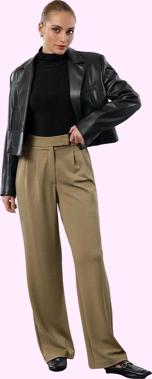 Kadın Yüksek Bel Geniş Paça Pileli Pantolon Günlük Şıklık Hafta Sonu Yaz Aylarının Vazgeçilmezi