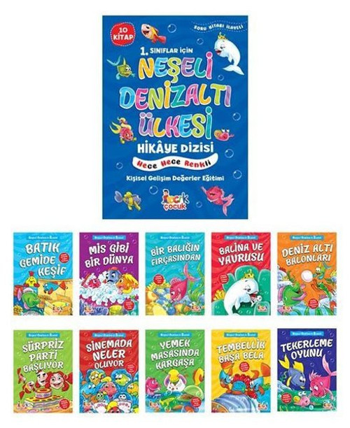 1.Sınıflar İçin Neşeli Denizaltı Ülkesi Hikaye Dizisi Kişisel Gelişim Değerler Eğitimi Seti - 10 Kit