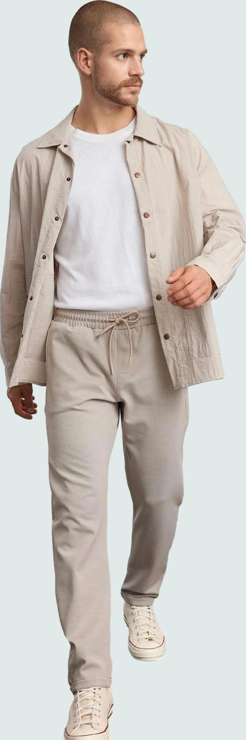 Erkek Regular Fit Rahat Beli Lastikli Duble Paça Pantolon Dokuma Kumaş Günlük Kullanım Hafta Sonu