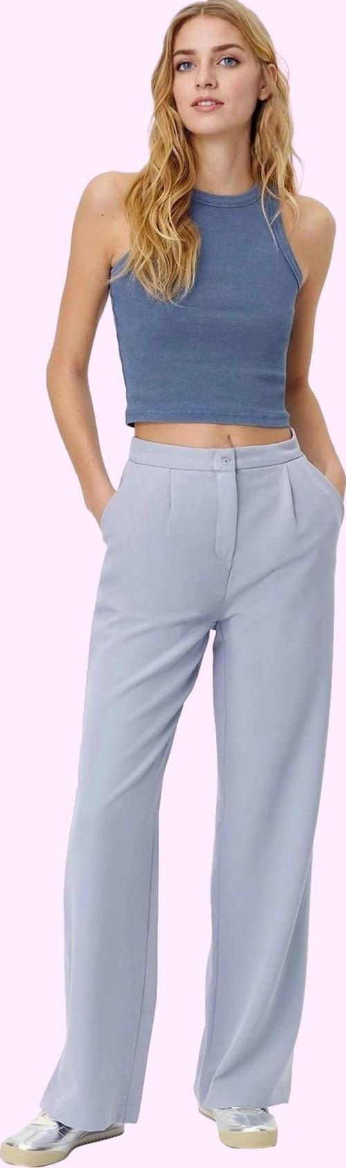 Kadın Geniş Paça Dokuma Pantolon Yüksek Bel Regular Boy Casual Günlük Yaz Aylarının Vazgeçilmezi