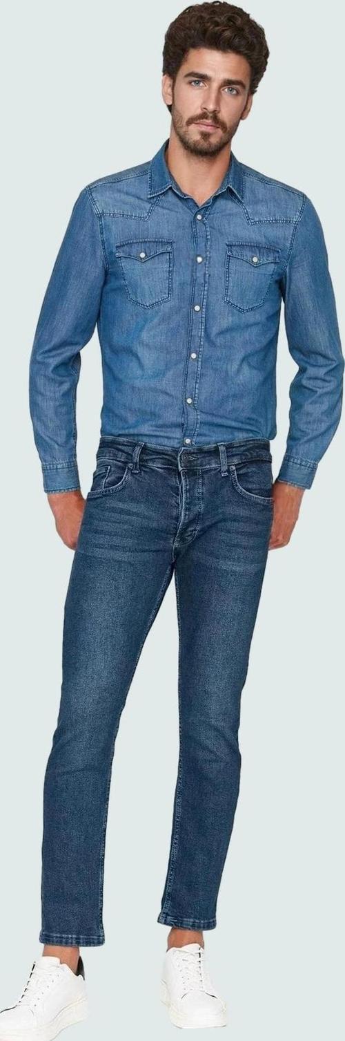 Erkek Skinny Fit Dar Kesim Kot Pantolon Pamuk Günlük Kullanım Hafta Sonu Dayanıklı Malzeme