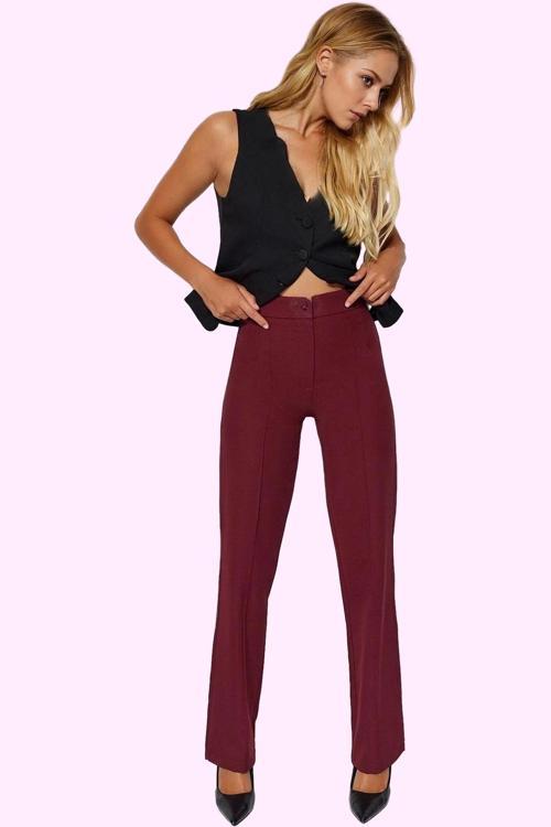 Kadın Yüksek Bel Straight Pantolon Dokuma Kumaş Casual Günlük Hafta Sonu Dayanıklı Malzeme