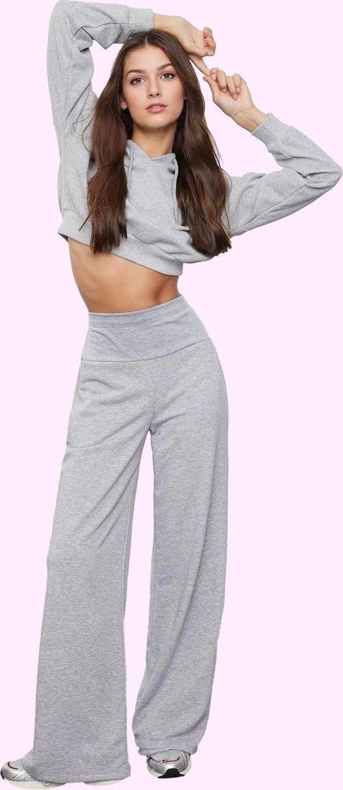 Kadın Geniş Paça Yüksek Bel Örme Pantolon Günlük Kullanım İçin Rahat Kesim Kaliteli Malzeme