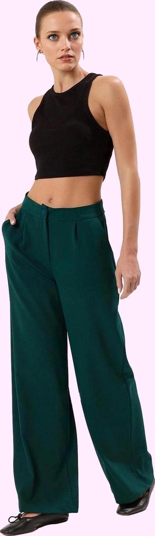 Kadın Geniş Paça Pantolon Yüksek Bel Düz Desen Finike Dokuma Günlük Kullanım Modern Tasarım
