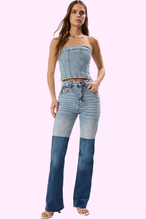 Kadın Yüksek Bel Flare Jean Pamuklu Konforlu Günlük Stil Hafta Sonu Yaz Aylarının Vazgeçilmezi