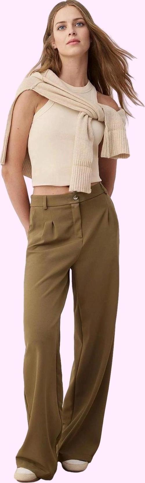 Kadın Geniş Paça Uzun Pantolon Düz Desen Wide Leg Yüksek Bel Günlük Yaz Aylarının Vazgeçilmezi