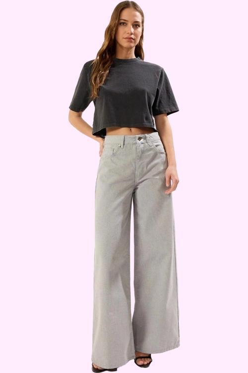 Kadın Geniş Paça Uzun Boy Denim Pantolon Pamuk Günlük Stil Hafta Sonu Yaz Aylarının Vazgeçilmezi