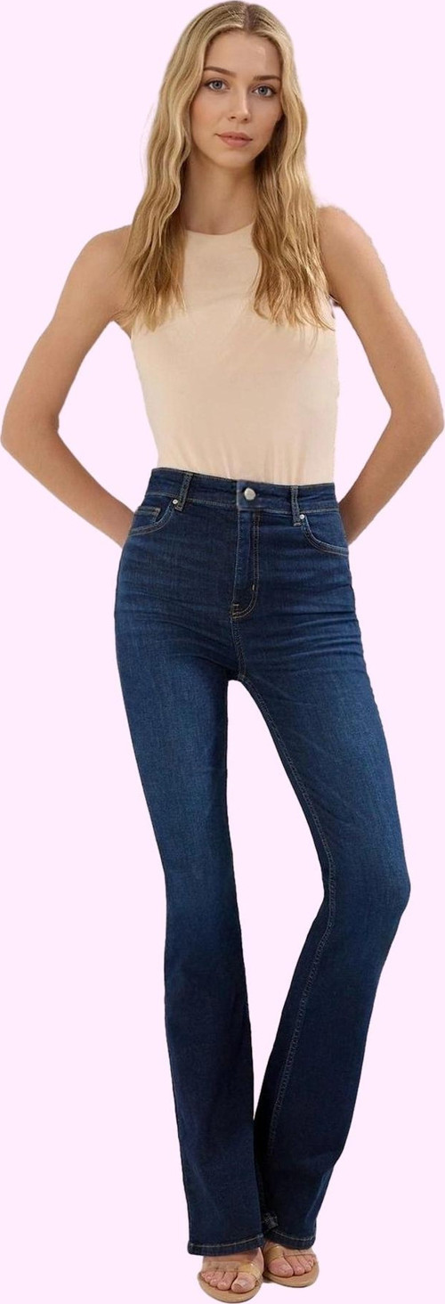 Kadın Yüksek Bel Flare Jean Pantolon Stretch Kumaş Günlük Stil Hafta Sonu Kaliteli Malzeme