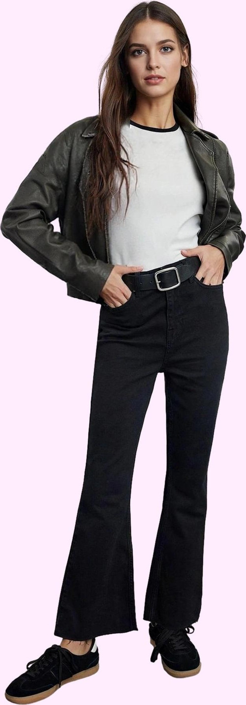 Kadın Yüksek Bel Geniş Paça Denim Flare Jean Kemersiz Casual Günlük Yaz Aylarının Vazgeçilmezi