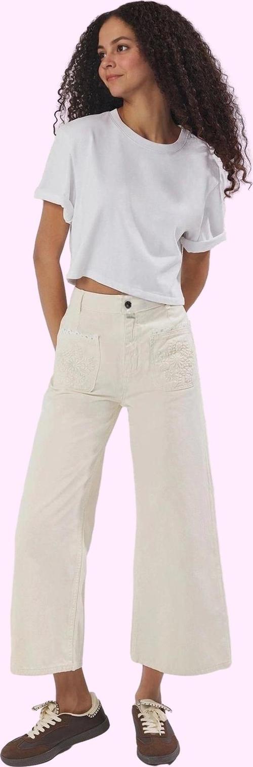 Kadın Yüksek Bel Geniş Paça Denim Culotte Pantolon Pamuklu Günlük Stil Yaz Aylarının Vazgeçilmezi